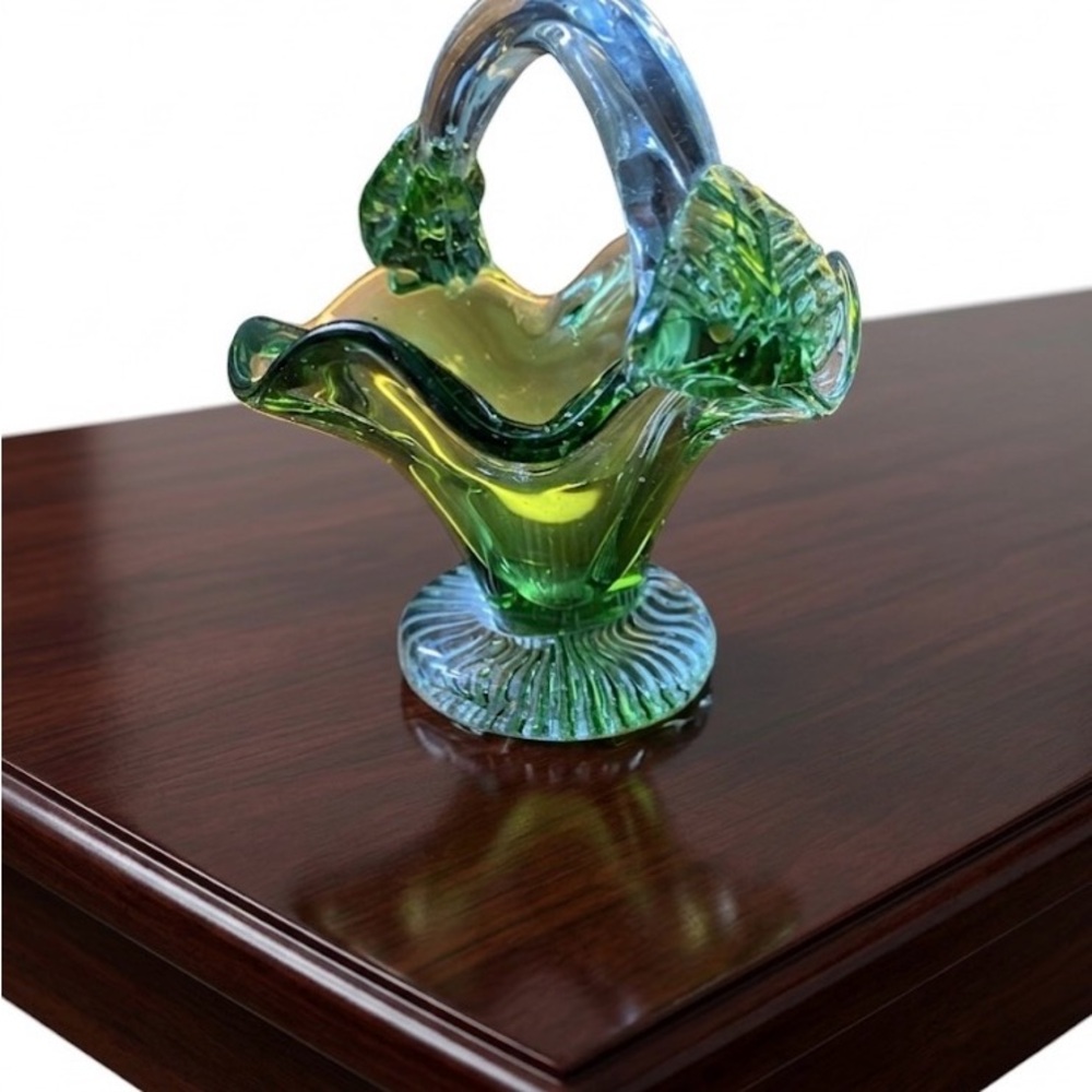 1970’s Glass Decorative Basket 4 1/2 inches